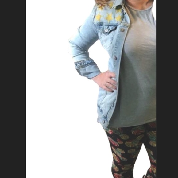 NWT LULAROE Jaxon denim embroidered rock star jean jacket S - Picture 5 of 5